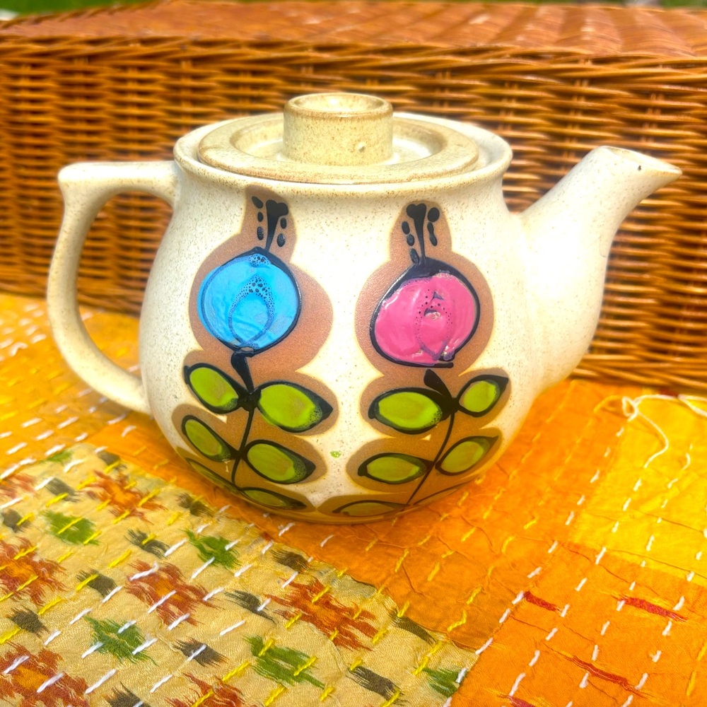 Vintage Stoneware Lidded Teapot